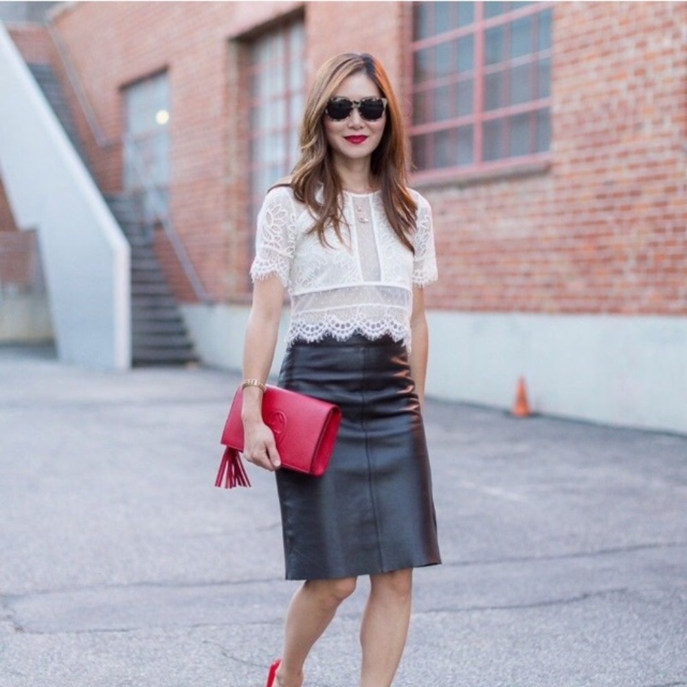 Genuine Leather Skirt with Pockets!!